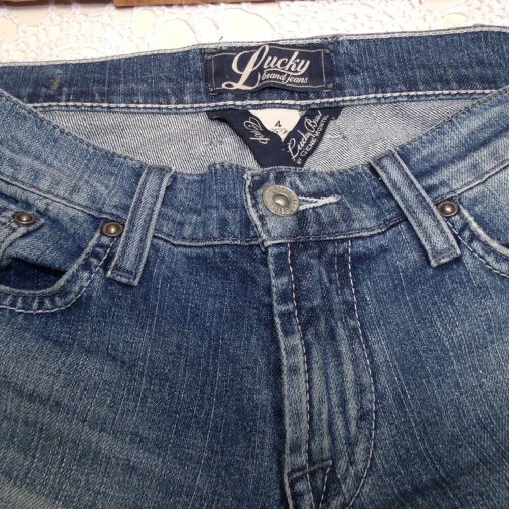 Lucky Brand Classic Rider Crop Capri Jeans Med Blue Wash Sz 4 - Picture 6 of 6